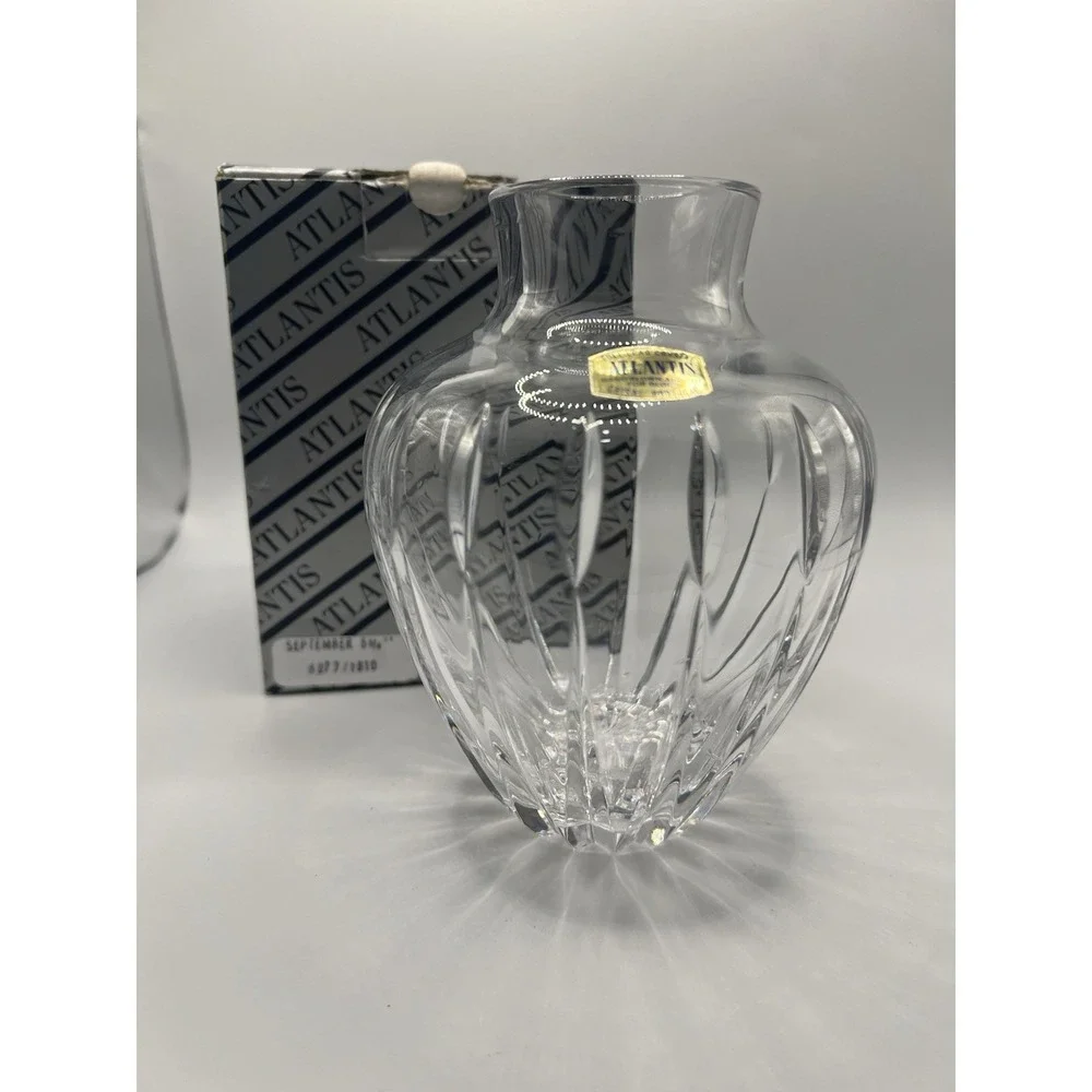 Vase Atlantis Cut Crystal Urn Bud Vase Vintage With Box